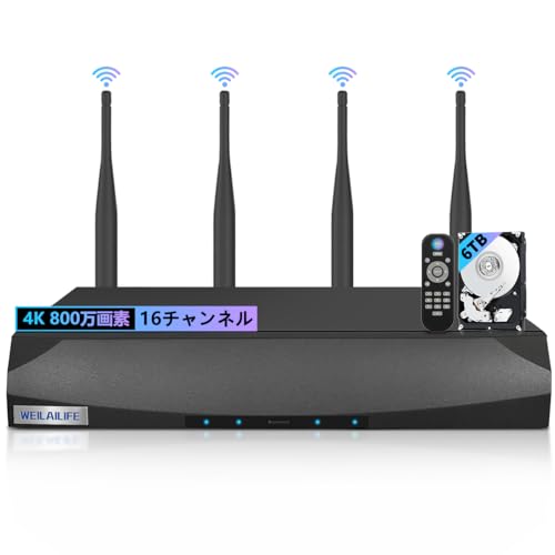 WEILAILIFE 防犯カメラ　監視カメラ　ワイヤレス　高画質　録画機 Amazon | WEILAILIFE NVRレコーダー 録画機 4K 800万画素録画機 16台